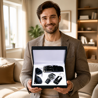 Ensemble cadeau pour homme d'affaires personnalisé, coffret cadeau exquis, ceinture en cuir noir, montre, lunettes de soleil, porte-clés, cadeau pour la fête des pères, anniversaire, cadeau pour le marié