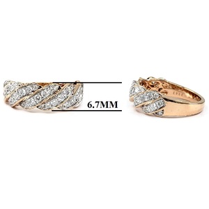 Bague en or rose massif 18 carats de haute qualité Design vintage torsion ronde en diamant véritable pour le mariage des femmes - Product Image 3