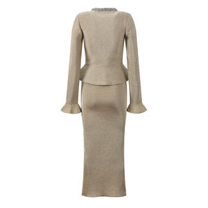 Vestido Largo Elegante con Diamantes Dorados para <span class=keywords><strong>Mujer</strong></span>, Siete Colores, Ramadán 2026 - Product Image 3