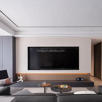 Meuble TV mural en bois massif personnalisable - Ensemble de rangement modulaire grande capacité, luxe moderne, éclairage LED en option pour salon
