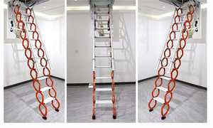 บันไดพับเก็บได้แบบยืดหดได้ สำหรับใช้ภายในและภายนอกอาคาร ทำจากอลูมิเนียม  แบบซ่อนได้  ยกขึ้นลงได้  สีดำ ดีไซน์มินิมอล - Product Image 3