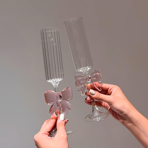 Copa de champán creativa <span class=keywords><strong>rosa</strong></span> con lazo, flauta de borosilicato soplada a mano, copa 3D bonita para <span class=keywords><strong>vino</strong></span> de boda, para fiestas en hoteles - Product Image 6