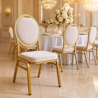 Chaise de banquet de mariage dorée, chaise de salle à manger rembourrée pour hôtel, siège métallique pour événements, salles, restaurants et fêtes