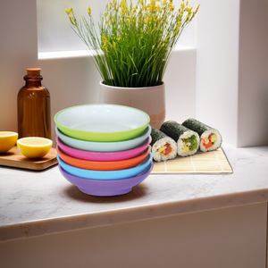 Ensemble de sushi en mélamine de luxe écologique de 5 pouces Bol et tasse de plusieurs couleurs pour restaurants et usage domestique Prix de gros - Product Image 1