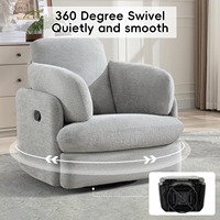 Fauteuil inclinable manuel moderne pivotant à 360° avec fonction balancelle |   Fauteuil à bascule et inclinable surdimensionné pour chambre d'enfant, une place, deux coussins