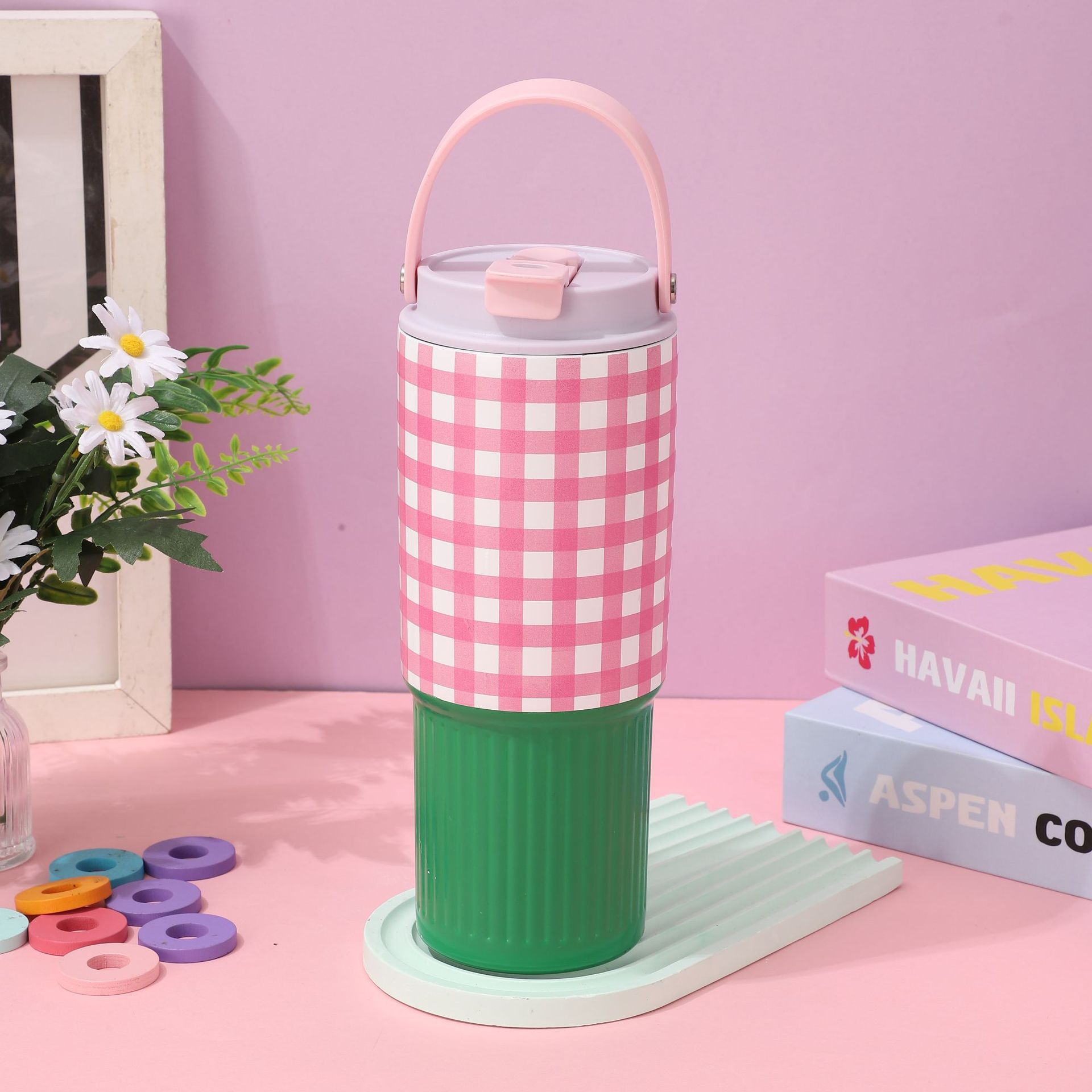 Pink and white plaid