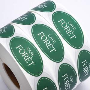 Autocollants adhésifs personnalisés en forme ovale, écologiques, réutilisables, imperméables, en rouleau, pour gobelets à café, emballages de marques de cafés - Product Image 4
