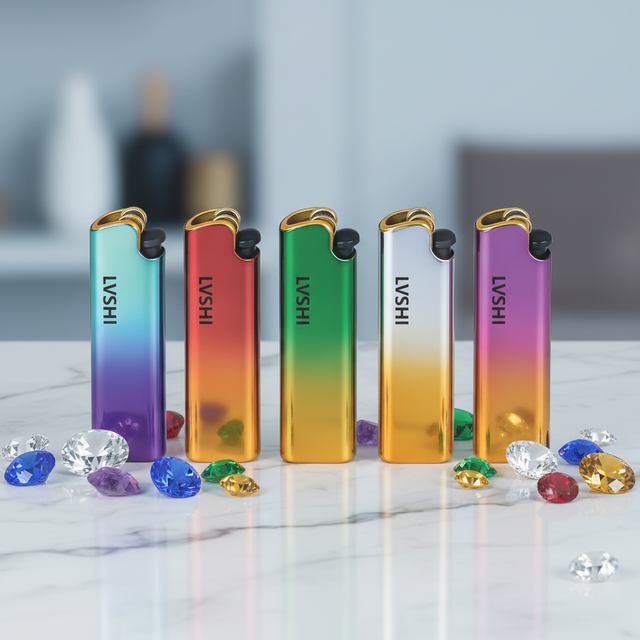 New Promotion Gradient Laser Custom Logo Luxury Butane Fuel Refillable Flint Grinding Wheel Plastic Lighter Gun for Outdoor Use