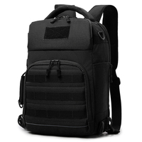 Sac à dos tactique noir d'extérieur en nylon avec fermeture éclair, poche à eau 3L, design personnalisable, unisexe, avec cadre externe