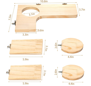 5 Juegos de Accesorios para Jaula de Hámster, Plataforma de Madera para <span class=keywords><strong>Chinchilla</strong></span>, Plataforma de Juego de Madera con Orificios Redondos <span class=keywords><strong>en</strong></span> Forma de L - Product Image 2