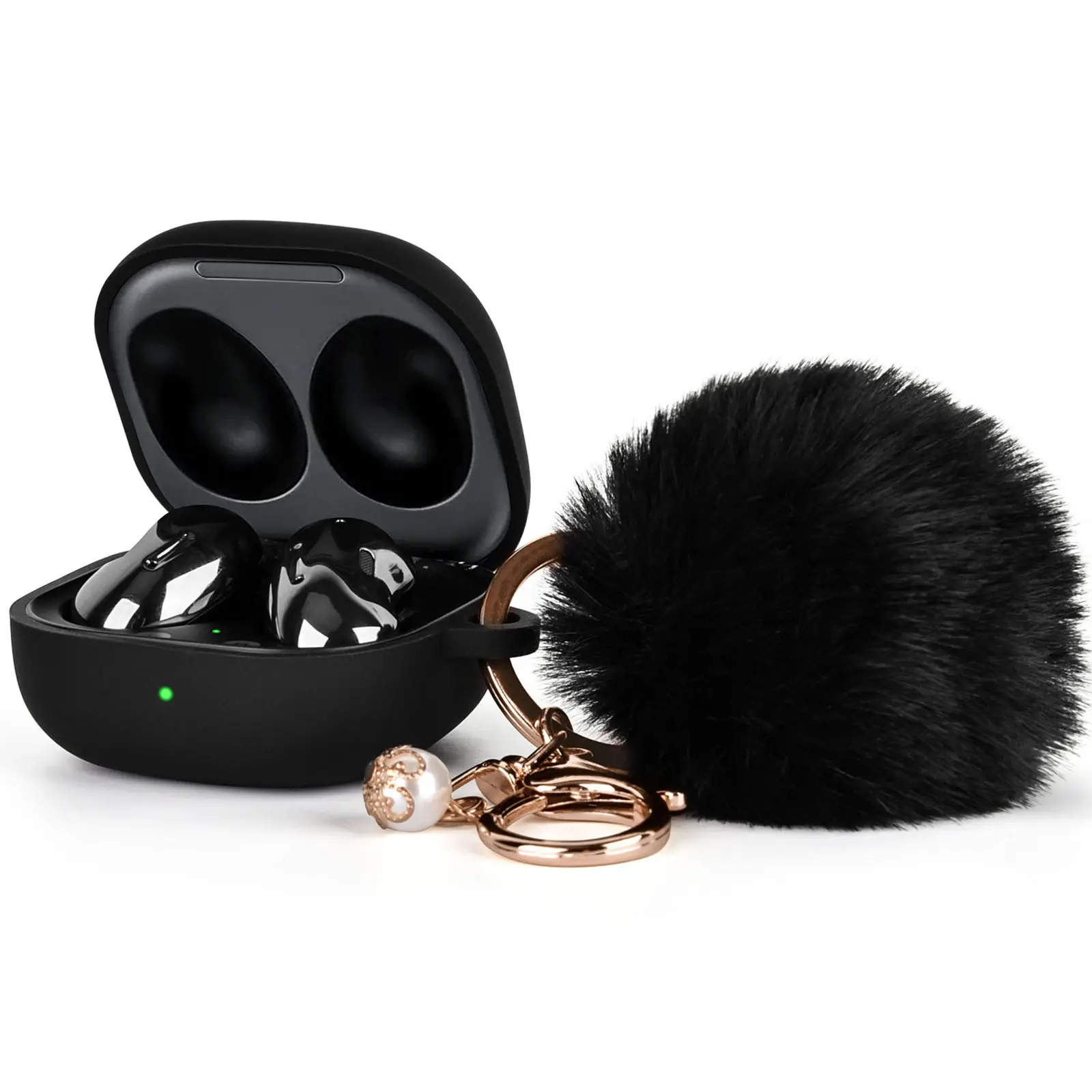 Cute Protective Silicone Case Cover Accessories Pom Keychain Case for Samsung Galaxy Buds Pro Live