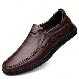 Chaussures habillées en cuir véritable pour hommes, bout rond, à lacets, semelle extérieure en caoutchouc antidérapante, toutes saisons, bureau et carrière - Product Image 2