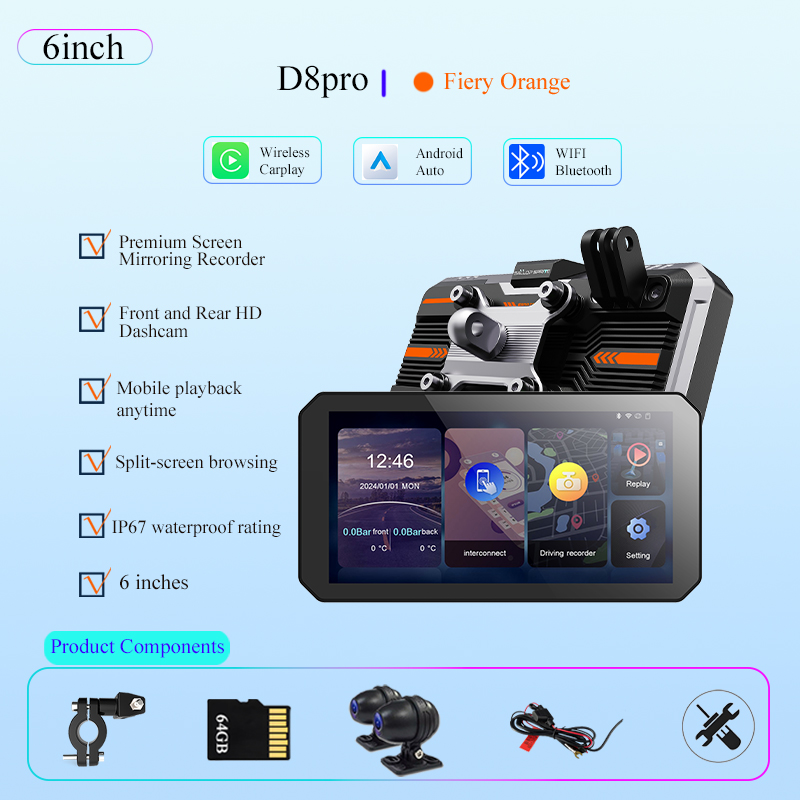 D8Pro Dashcam Orange + TPMS + DVR