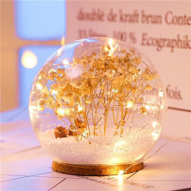 Kids Children Crystal Glass Wishing Battery Powered String Lights Desk Lamp Led Night Lights for Girls