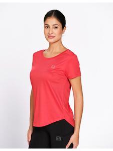 Camiseta Deportiva Roja de Poliéster para Mujer, Marca Munns & Mars, con Cuello Redondo y Corte Holgado para Entrenamiento en el Gimnasio - Product Image 1