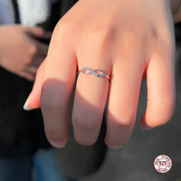 Bague unique en argent sterling 925 et zircone, symbole d'infini double face, forme de cœur, pour filles, pour les fêtes et le quotidien