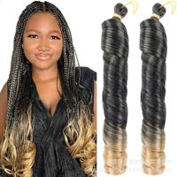 Dreadlocks mélangées/teintes, ondulées en tube unique, grandes boucles lâches, cheveux bouclés à la française, double trame, perruque en fibre haute température, 150g