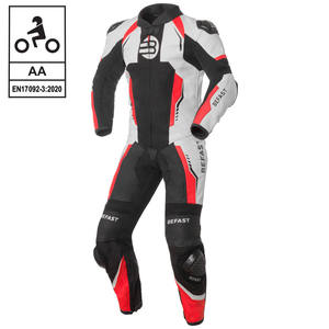 Combinaison minibike de course en cuir pour enfants Befast Vegas CE Noir Blanc Rouge XL - Product Image 1