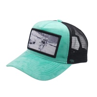 Gorras Trucker Unisex de Moda Urbana, Estilo Hip Hop, Malla, 5 Paneles, Diseño Personalizado con Bordado y Estampado Digital en Verde Azulado y Negro