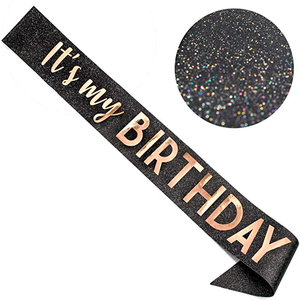 Fascia Decorativa '<span class=keywords><strong>È</strong></span> il Mio Compleanno' in Oro e Verde Glitterato con Design in Lamina, Decorazioni di Compleanno per Donne - Product Image 3
