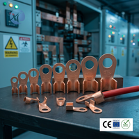 Kit Surtido de 70 Terminales de Anillo de Cobre Serie OT para Crimpado, Conectores de Cable de Barril Abierto 5A-100A