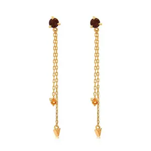 Milskye Women Jewelry New Style 925 Silver Fashion Stud 18k Gold Plated Triangle Garnet Drop Earrings