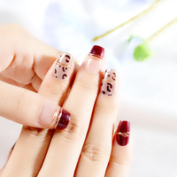 Bestseller – Ongles carrés courts en acrylique, motif léopard rouge, style français séduisant et sexy, pour éclaircir la peau des doigts