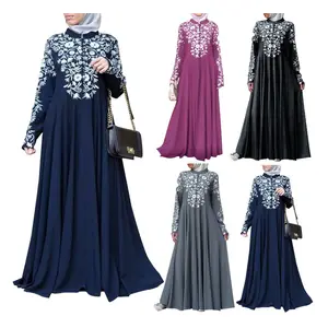 Plus Size Printed Muslim Dress Beautifully Embroidered Islamic Clothing Fashion Kimono Arabic Style Dubai Muslim Abayas