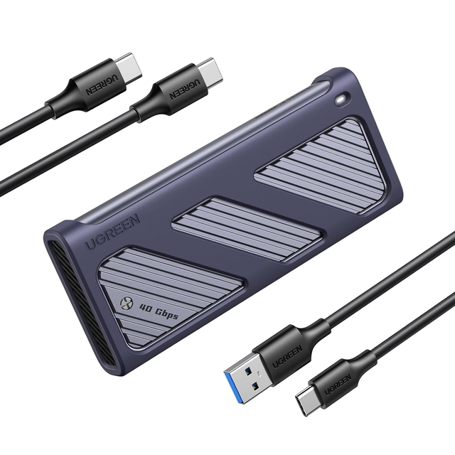 UGREEN M.2 NVMe SSD Enclosure, 40Gbps NVMe Enclosure with USB4, [Lager Aluminum Shell&PWM Fan], Support UASP&TRIM,M.2 Enclosure