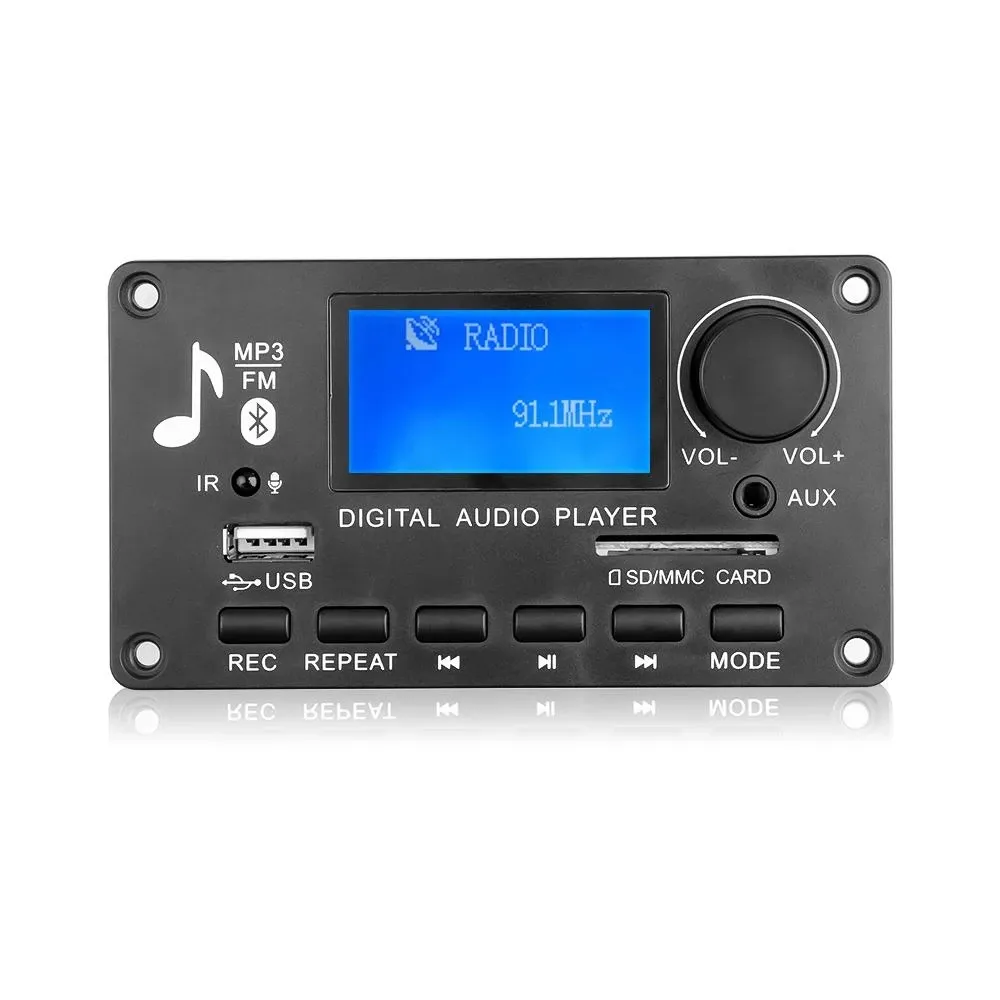 Wireless MP3 Player Decoder Board FM Radio AUX Car Module Audio Amplifier Mic Phone Handsfree Call Recorder