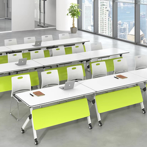 Mesa de estudio escolar plegable y combinable, móvil, apilable, multi-forma, para formación y estudio en grupo - Product Image 2