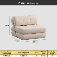 Canapé-lit pliable moderne minimaliste pour une personne, rembourré en éponge, sans structure, emballé sous vide