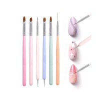 Lot de 6 pinceaux pour nail art, outils multifonctions pour la décoration des ongles, avec applicateur de strass, stylo à cire pour points et pinceau liner pour gel, pour salon et DIY