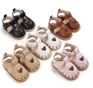 0-12个月心形设计新款婴儿凉鞋夏季春季透气pu皮女婴凉鞋鞋 - Product Image 1