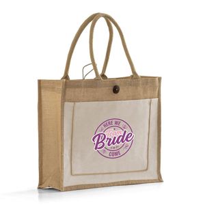 Sac fourre-tout personnalisé en jute et toile avec fermeture à bouton-pression et poignées en corde épaissie, idéal pour les trajets quotidiens - Product Image 3