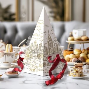 Sunshine Custom <b>Small</b> Pyramid Shape Cake <b>Box</b> Reusable Paperboard <b>Packaging</b> for Food for Triangle Pyramid Treats - Product Image 5