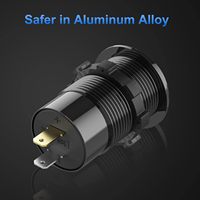 Puerto USB de carga rápida dual de aluminio 3,0 y enchufe PD USB C con interruptor de voltímetro