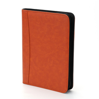 Porte-documents A4 personnalisé à 6 anneaux avec fermeture éclair et bloc-notes, en cuir, avec calculatrice