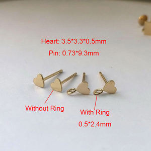 Grosir perhiasan pernyataan elegan anting-anting kancing isi emas 14K 3.5MM anting-anting hati Mini untuk wanita anak perempuan - Product Image 5