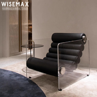 WISEMAX FURNITURE Mobilier de salon canapés chaise mobilier design italien luxe noir en cuir véritable fauteuil d'accent