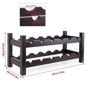 Casier à vin moderne Porte-bouteille de stockage de vin à 2 couches Porte-bouteille en bois de bambou Support écologique Support organisateur pour la maison - Product Image 4