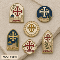 Épinglette en émail personnalisée de haute qualité, croix de Jérusalem d'Israël, badge de la Sainte Ville, héritage religieux, épinglette commémorative en métal pour voyage