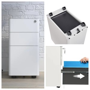 Office Mobile Pedestal Key Lock 3 Drawer Side Opening Door Rounded Factory High Capacity A4 Size Mobile Office <b>Filing</b> Cabinet - Product Image 4