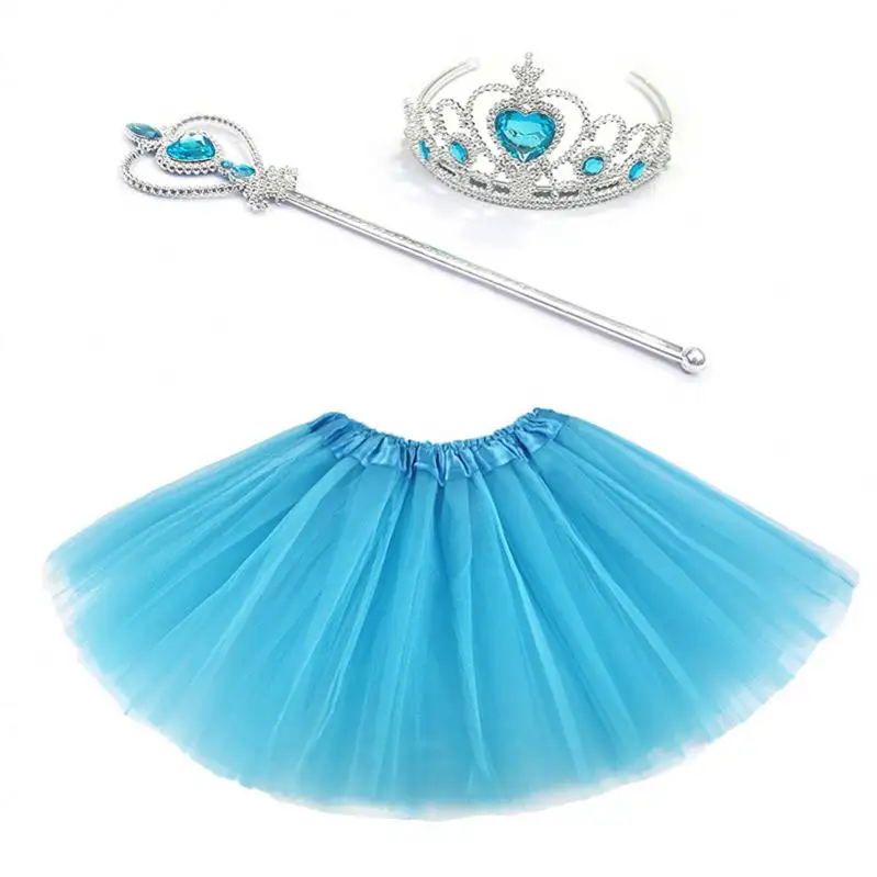 Princesa tul tutú falda Tiara corona y varita mágica conjunto para niñas de 3 a 8 años cumpleaños fiesta de Halloween disfraz