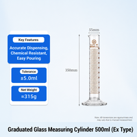Cylindre gradué en verre borosilicaté de qualité supérieure pour laboratoire, 10 ml à 500 ml, pour mesures chimiques et scientifiques