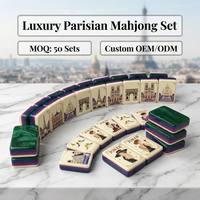 Jeu de Mahjong Américain 160 Tuiles Acryliques Thème Paris Romance Tour Eiffel Chic Femme Cadeau Vente en Gros Prêt à Expédier Livraison Rapide