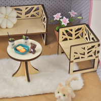 Chambre miniature artisanale dans une valise rose - Adorables poupées souris et meubles miniatures, décoration idéale