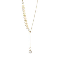 Trois pièces en acier inoxydable blé oreille forme perle or boucles d'oreilles Bracelet collier bijoux accessoires ensemble pour femme