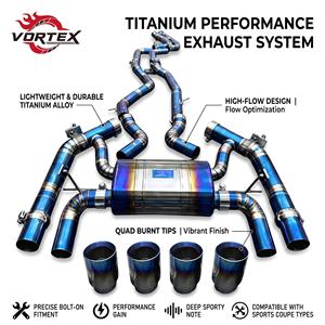 ระบบท่อไอเสียแบบเต็มระบบ Vortex Premium Grade Gradient Blue Titanium Valvetronic ประสิทธิภาพสูง เชื่อมด้วยวิธี TIG พร้อมปลายท่อแบบ Quad สำหรับ M2 F87 - Product Image 1