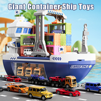 En gros Jouets de construction en alliage pour enfants, Ensemble télécommandé, Jouets de scène de grue pour garçons, Grand transporteur bleu